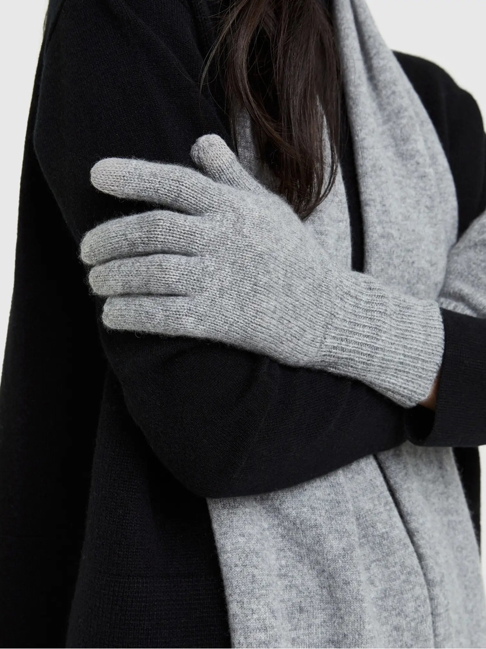 NWT QUINCE Mongolian Cashmere Gloves Heather Grey 1223